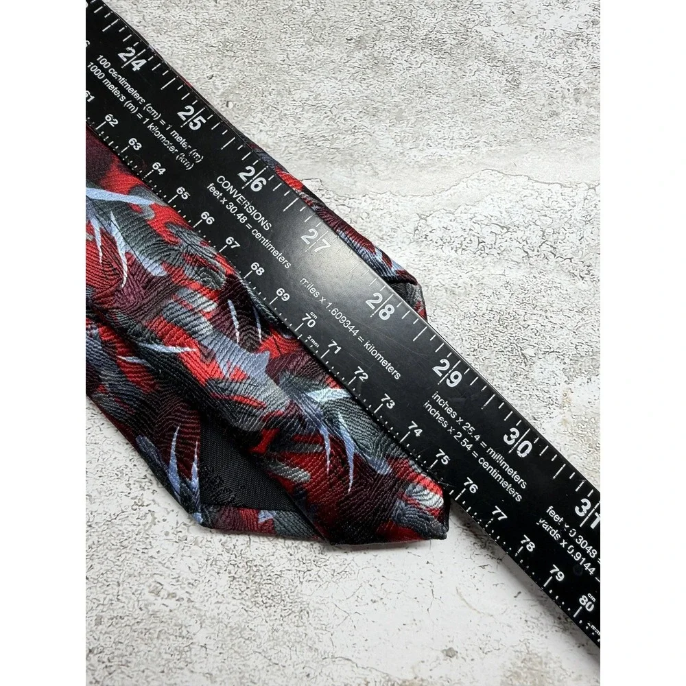 J. Garcia 100% Silk Tie Mens One Size Red Geometric Oak Tree Collection
